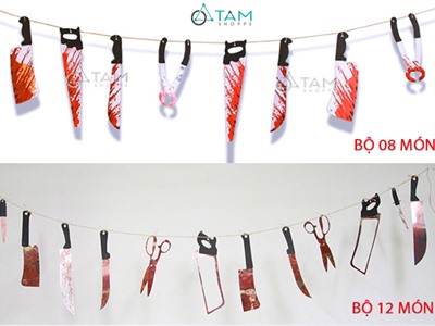 Dây treo dao máu trang trí Halloween dài 2m HLW-DT-06